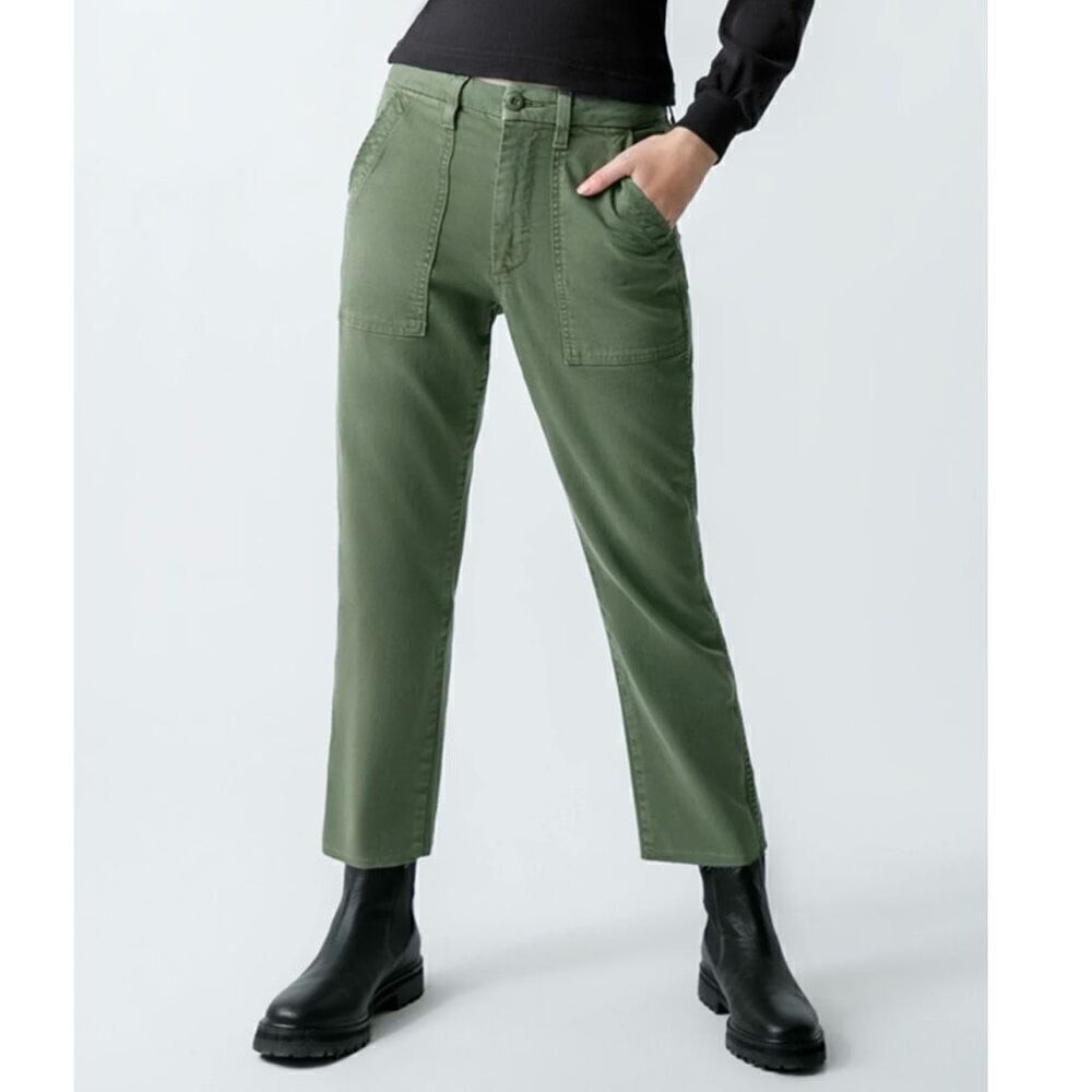 AG ADRIANO GOLDSCHMIED | Lyocell Olive Army Dark Green Ankle Pants | Size 27